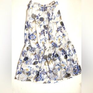 White House Black Market White Floral Maxi Skirt with Blue and Gold Accents